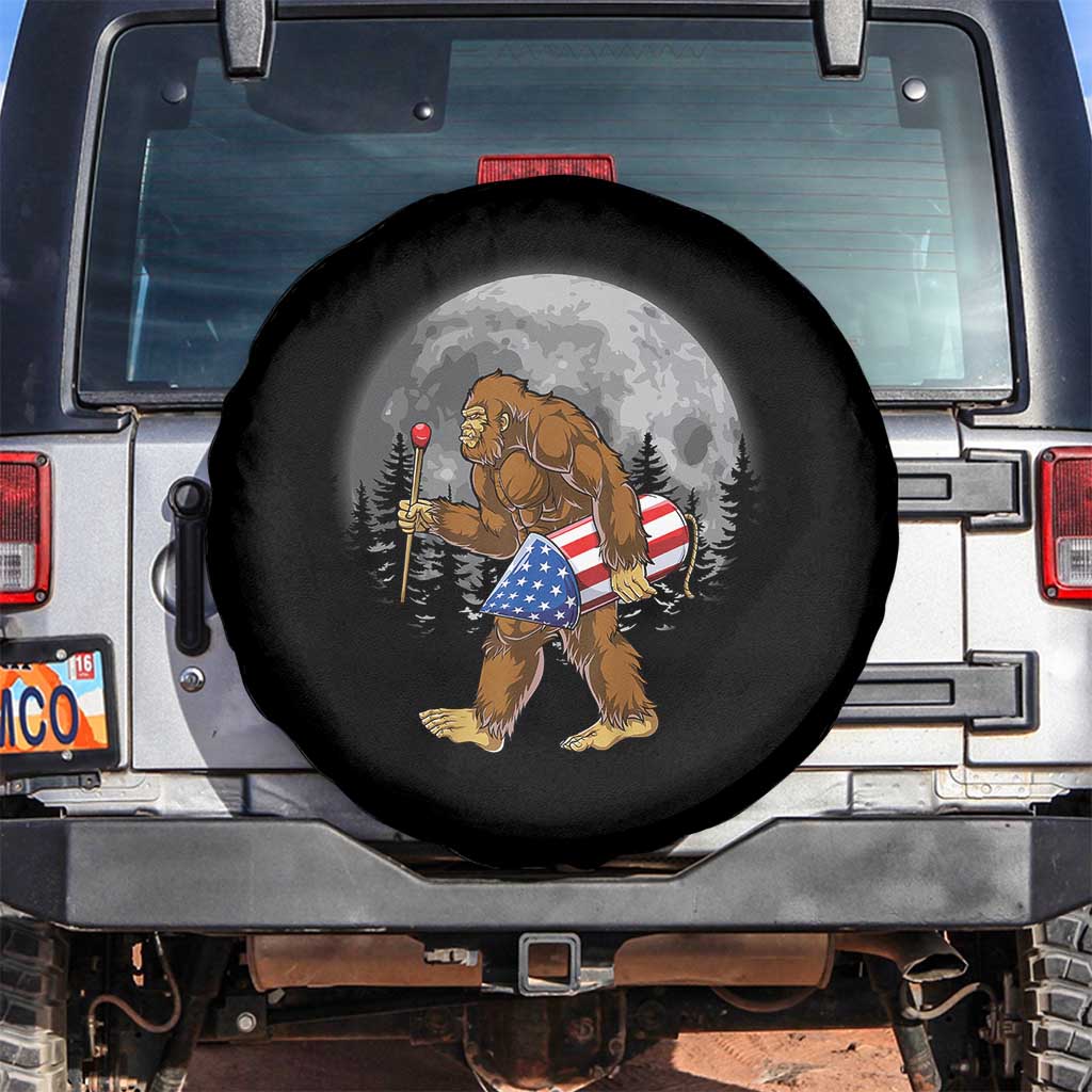 Patriotic Bigfoot 4th of July Spare Tire Cover American Flag Merica Fireworks Sasquatch Moon - Wonder Print Shop