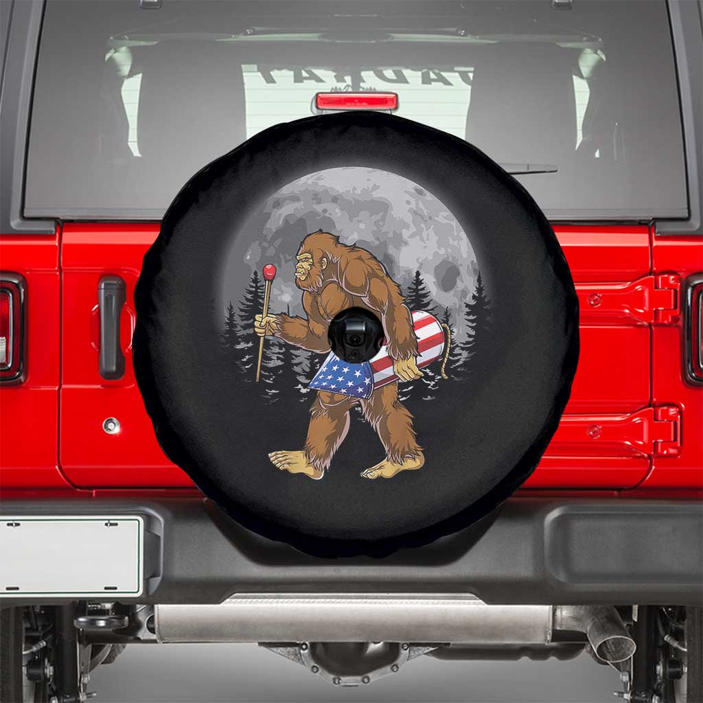 Patriotic Bigfoot 4th of July Spare Tire Cover American Flag Merica Fireworks Sasquatch Moon - Wonder Print Shop