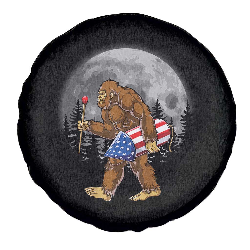 Patriotic Bigfoot 4th of July Spare Tire Cover American Flag Merica Fireworks Sasquatch Moon - Wonder Print Shop