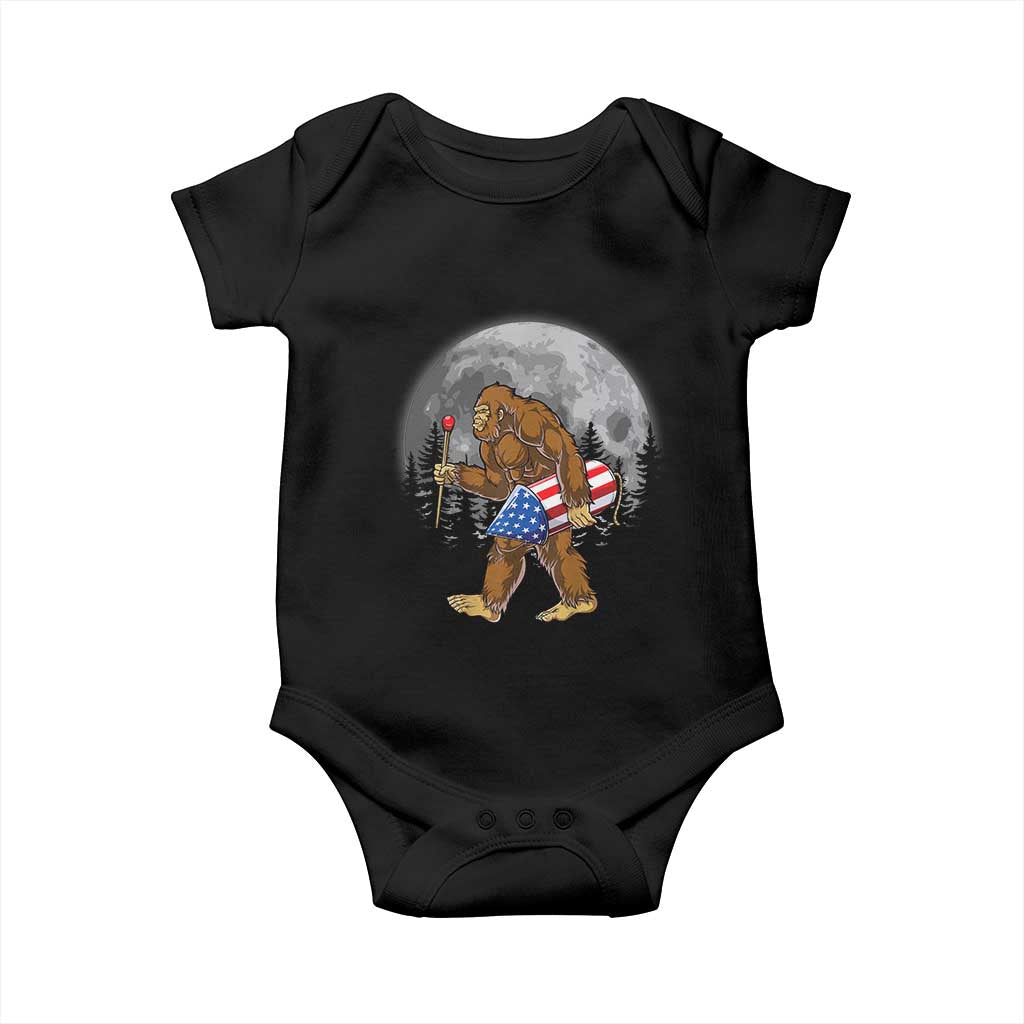 Patriotic Bigfoot 4th of July Baby Onesie American Flag Merica Fireworks Sasquatch Moon - Wonder Print Shop
