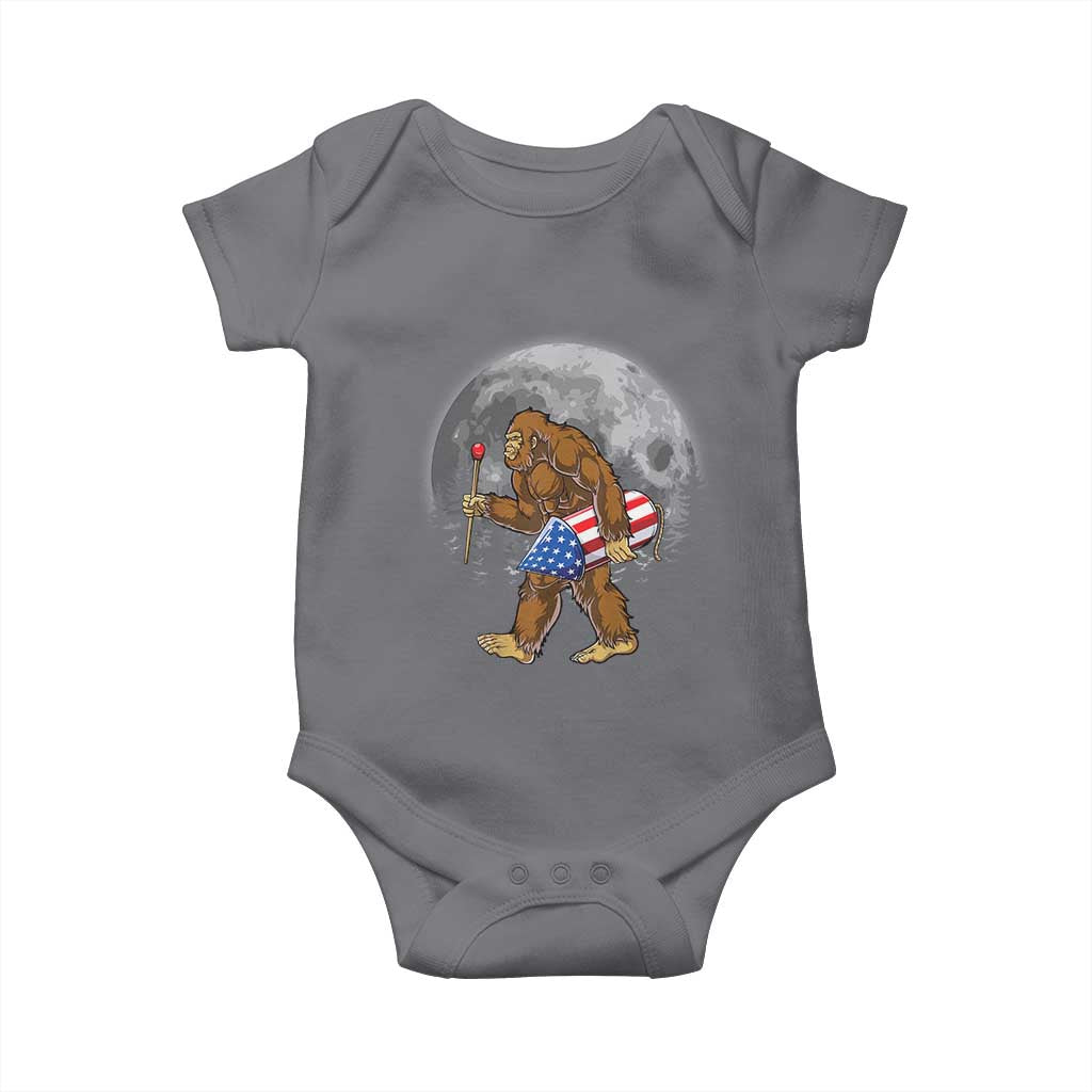 Patriotic Bigfoot 4th of July Baby Onesie American Flag Merica Fireworks Sasquatch Moon - Wonder Print Shop
