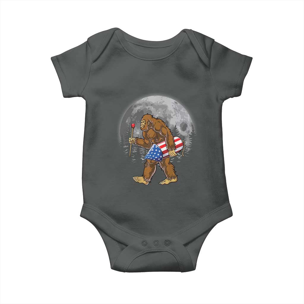 Patriotic Bigfoot 4th of July Baby Onesie American Flag Merica Fireworks Sasquatch Moon - Wonder Print Shop