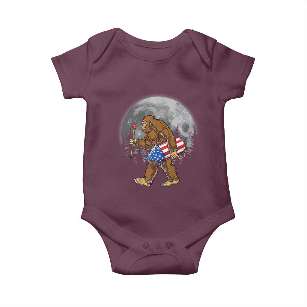 Patriotic Bigfoot 4th of July Baby Onesie American Flag Merica Fireworks Sasquatch Moon - Wonder Print Shop