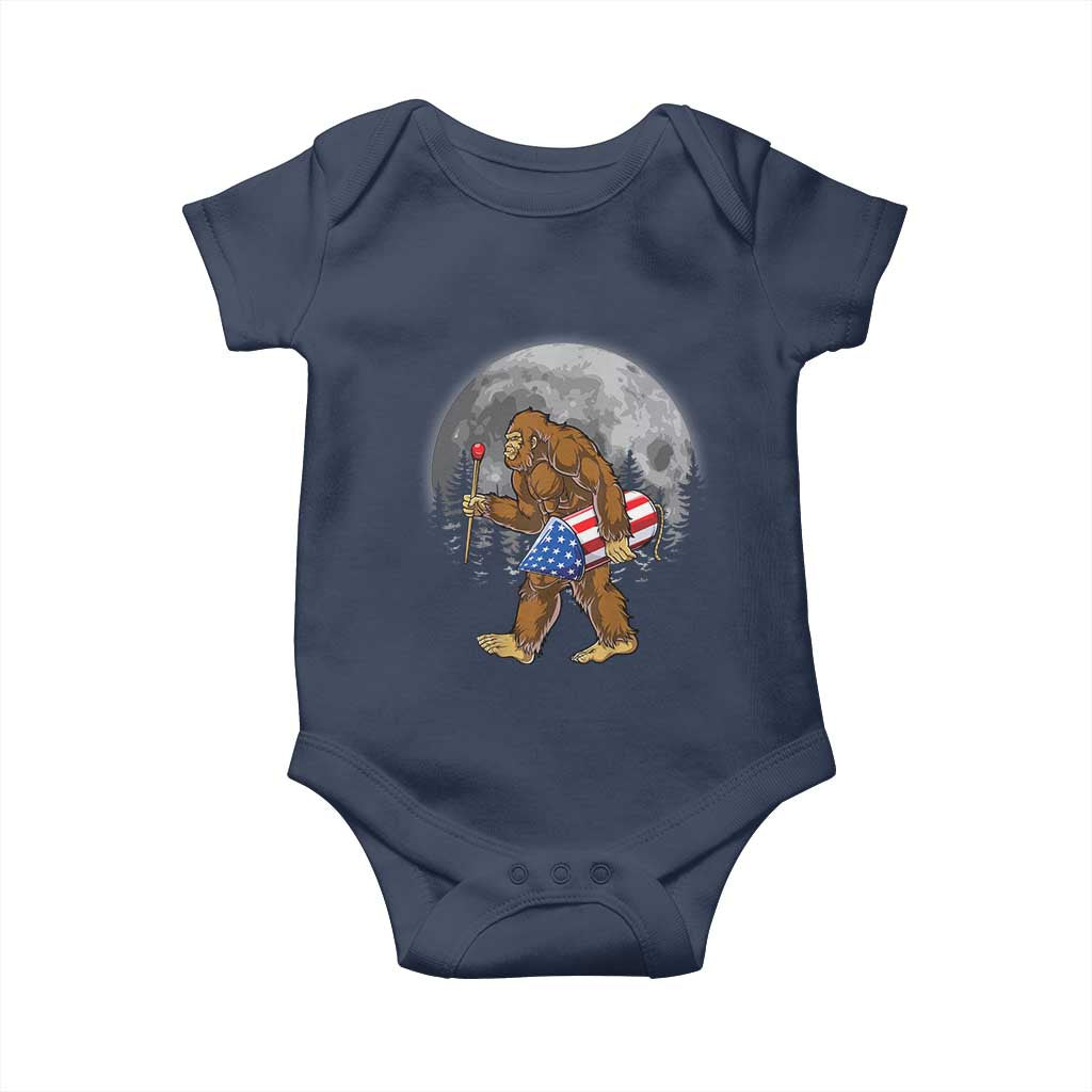 Patriotic Bigfoot 4th of July Baby Onesie American Flag Merica Fireworks Sasquatch Moon - Wonder Print Shop
