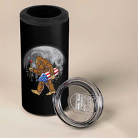 Patriotic Bigfoot 4th of July 4 in 1 Can Cooler Tumbler American Flag Merica Fireworks Sasquatch Moon - Wonder Print Shop