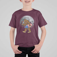 Patriotic Bigfoot 4th of July T Shirt For Kid American Flag Merica Fireworks Sasquatch Moon - Wonder Print Shop