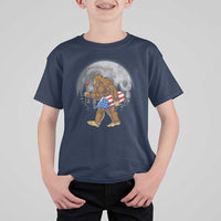 Patriotic Bigfoot 4th of July T Shirt For Kid American Flag Merica Fireworks Sasquatch Moon - Wonder Print Shop