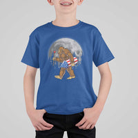 Patriotic Bigfoot 4th of July T Shirt For Kid American Flag Merica Fireworks Sasquatch Moon - Wonder Print Shop