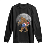 Patriotic Bigfoot 4th of July Long Sleeve Shirt American Flag Merica Fireworks Sasquatch Moon - Wonder Print Shop