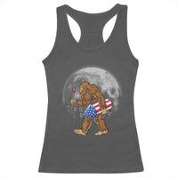 Patriotic Bigfoot 4th of July Racerback Tank Top American Flag Merica Fireworks Sasquatch Moon - Wonder Print Shop