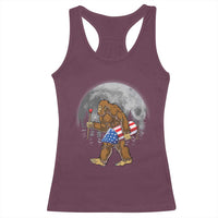 Patriotic Bigfoot 4th of July Racerback Tank Top American Flag Merica Fireworks Sasquatch Moon - Wonder Print Shop