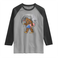 Patriotic Bigfoot 4th of July Raglan Shirt American Flag Merica Fireworks Sasquatch Moon - Wonder Print Shop