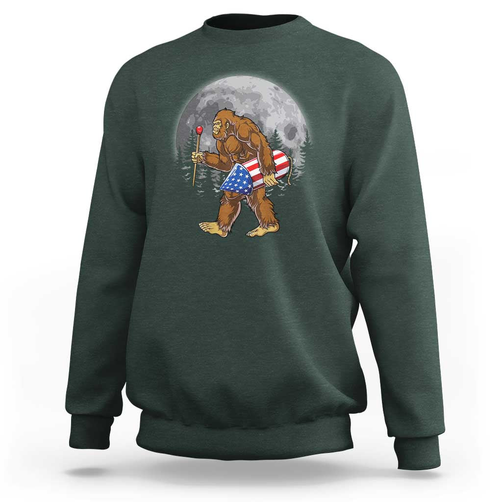 Patriotic Bigfoot 4th of July Sweatshirt American Flag Merica Fireworks Sasquatch Moon - Wonder Print Shop
