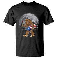 Patriotic Bigfoot 4th of July T Shirt American Flag Merica Fireworks Sasquatch Moon - Wonder Print Shop