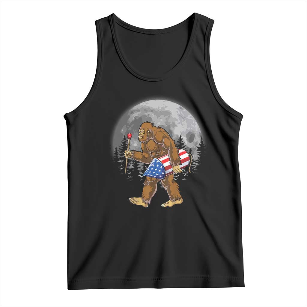 Patriotic Bigfoot 4th of July Tank Top American Flag Merica Fireworks Sasquatch Moon - Wonder Print Shop