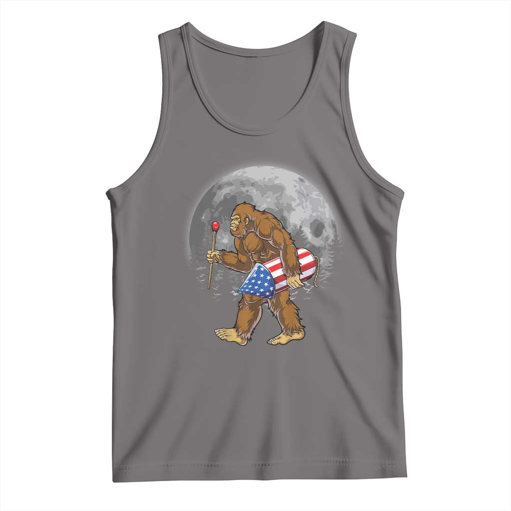 Patriotic Bigfoot 4th of July Tank Top American Flag Merica Fireworks Sasquatch Moon - Wonder Print Shop