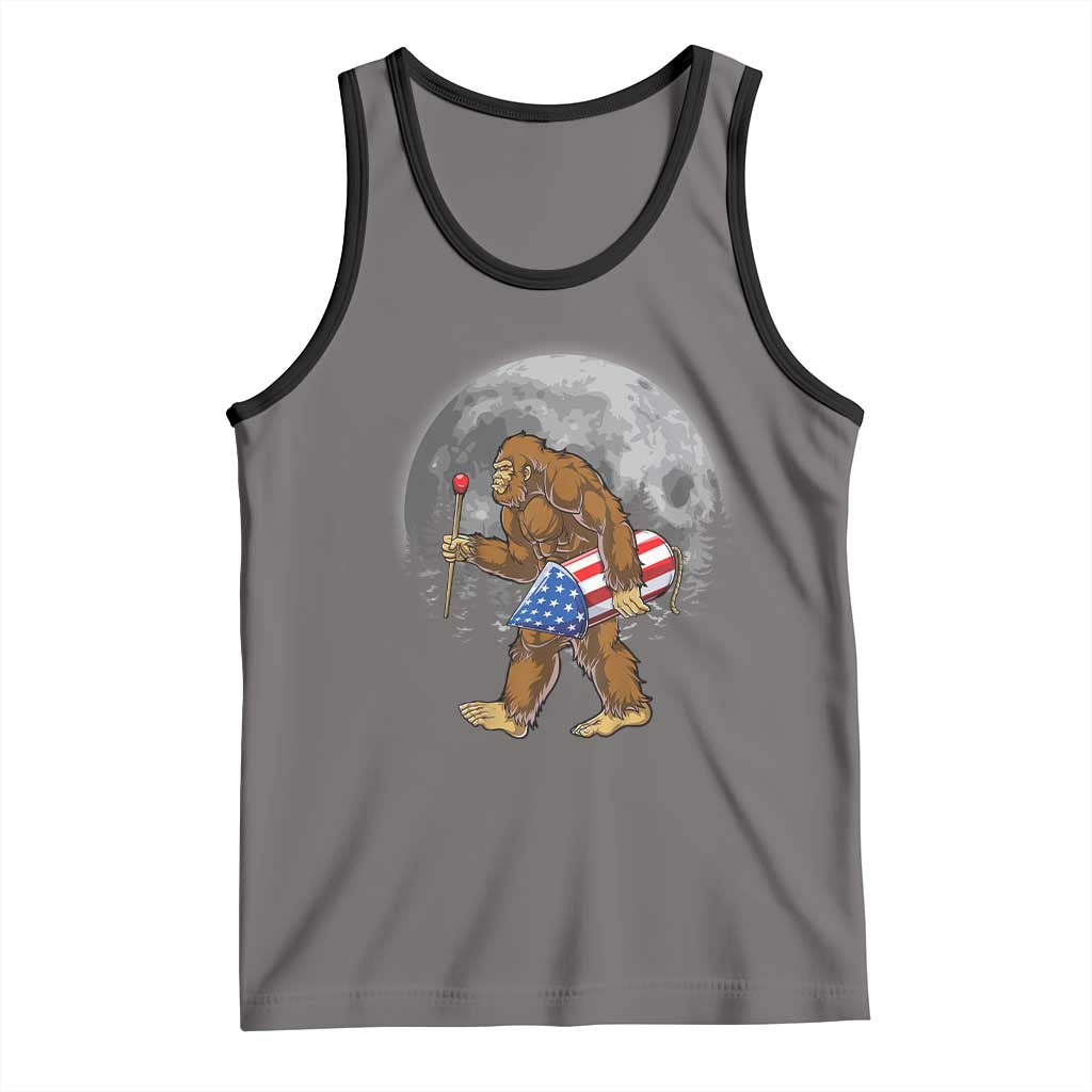Patriotic Bigfoot 4th of July Tank Top American Flag Merica Fireworks Sasquatch Moon - Wonder Print Shop