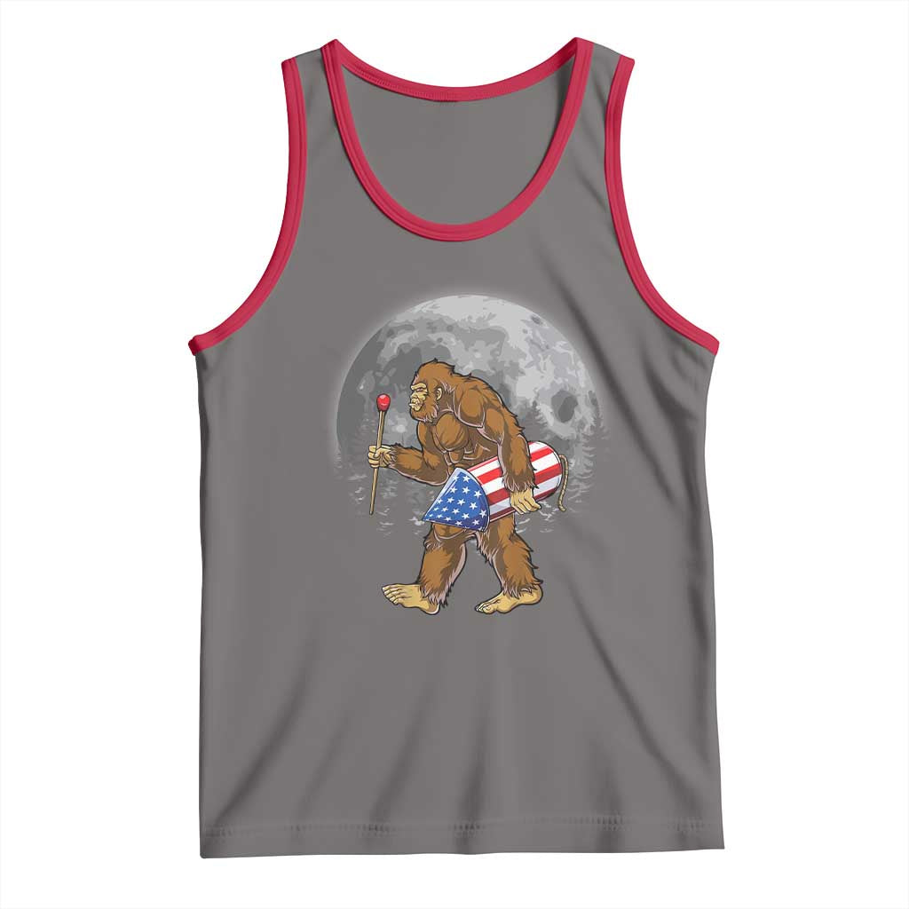 Patriotic Bigfoot 4th of July Tank Top American Flag Merica Fireworks Sasquatch Moon - Wonder Print Shop