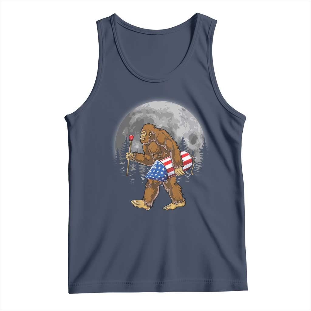 Patriotic Bigfoot 4th of July Tank Top American Flag Merica Fireworks Sasquatch Moon - Wonder Print Shop