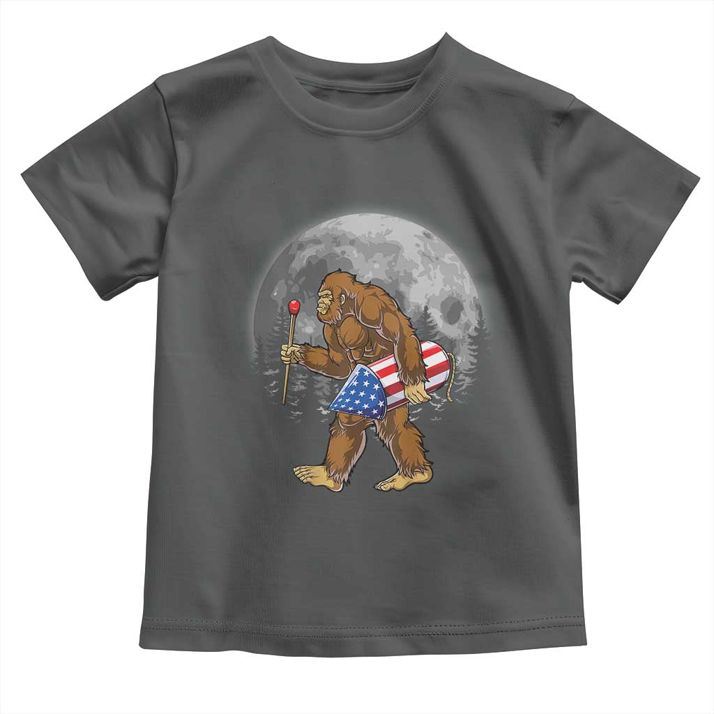 Patriotic Bigfoot 4th of July Toddler T Shirt American Flag Merica Fireworks Sasquatch Moon - Wonder Print Shop