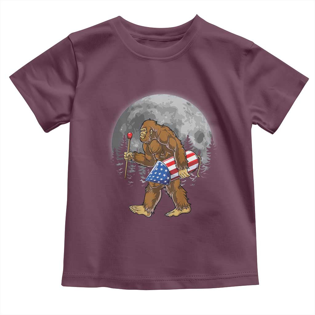 Patriotic Bigfoot 4th of July Toddler T Shirt American Flag Merica Fireworks Sasquatch Moon - Wonder Print Shop
