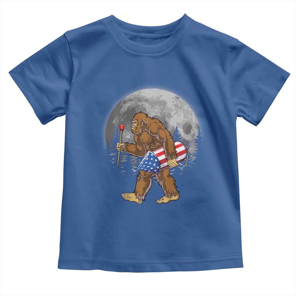 Patriotic Bigfoot 4th of July Toddler T Shirt American Flag Merica Fireworks Sasquatch Moon - Wonder Print Shop