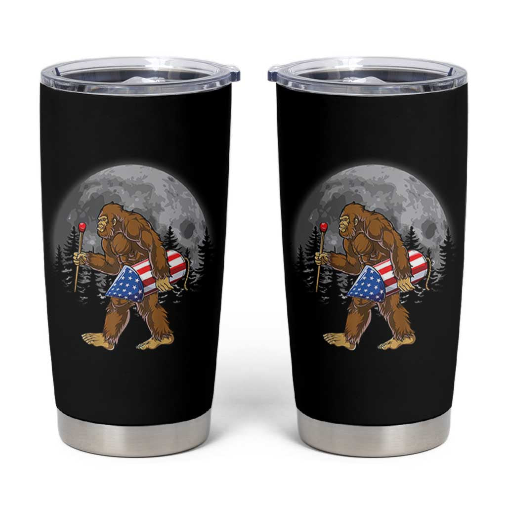 Patriotic Bigfoot 4th of July Tumbler Cup American Flag Merica Fireworks Sasquatch Moon - Wonder Print Shop