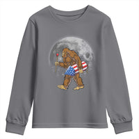 Patriotic Bigfoot 4th of July Youth Sweatshirt American Flag Merica Fireworks Sasquatch Moon - Wonder Print Shop