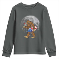 Patriotic Bigfoot 4th of July Youth Sweatshirt American Flag Merica Fireworks Sasquatch Moon - Wonder Print Shop