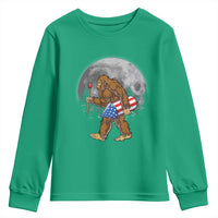 Patriotic Bigfoot 4th of July Youth Sweatshirt American Flag Merica Fireworks Sasquatch Moon - Wonder Print Shop