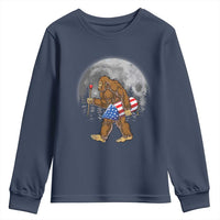 Patriotic Bigfoot 4th of July Youth Sweatshirt American Flag Merica Fireworks Sasquatch Moon - Wonder Print Shop