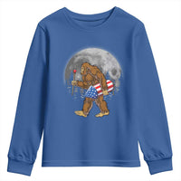 Patriotic Bigfoot 4th of July Youth Sweatshirt American Flag Merica Fireworks Sasquatch Moon - Wonder Print Shop
