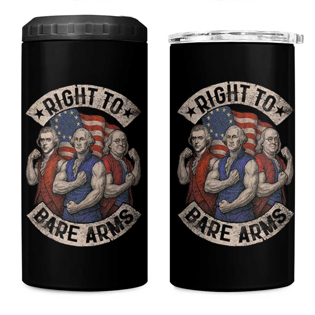 Funny Right to Bare Arms Founding Fathers 4 in 1 Can Cooler Tumbler 4th of July Patriotic Celebrations - Wonder Print Shop
