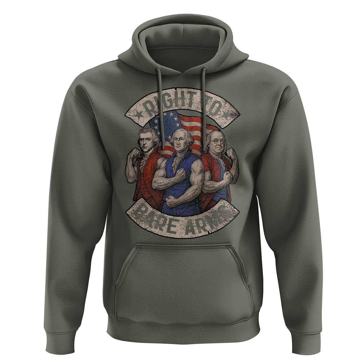 Funny Right to Bare Arms Founding Fathers Hoodie 4th of July Patriotic Celebrations - Wonder Print Shop