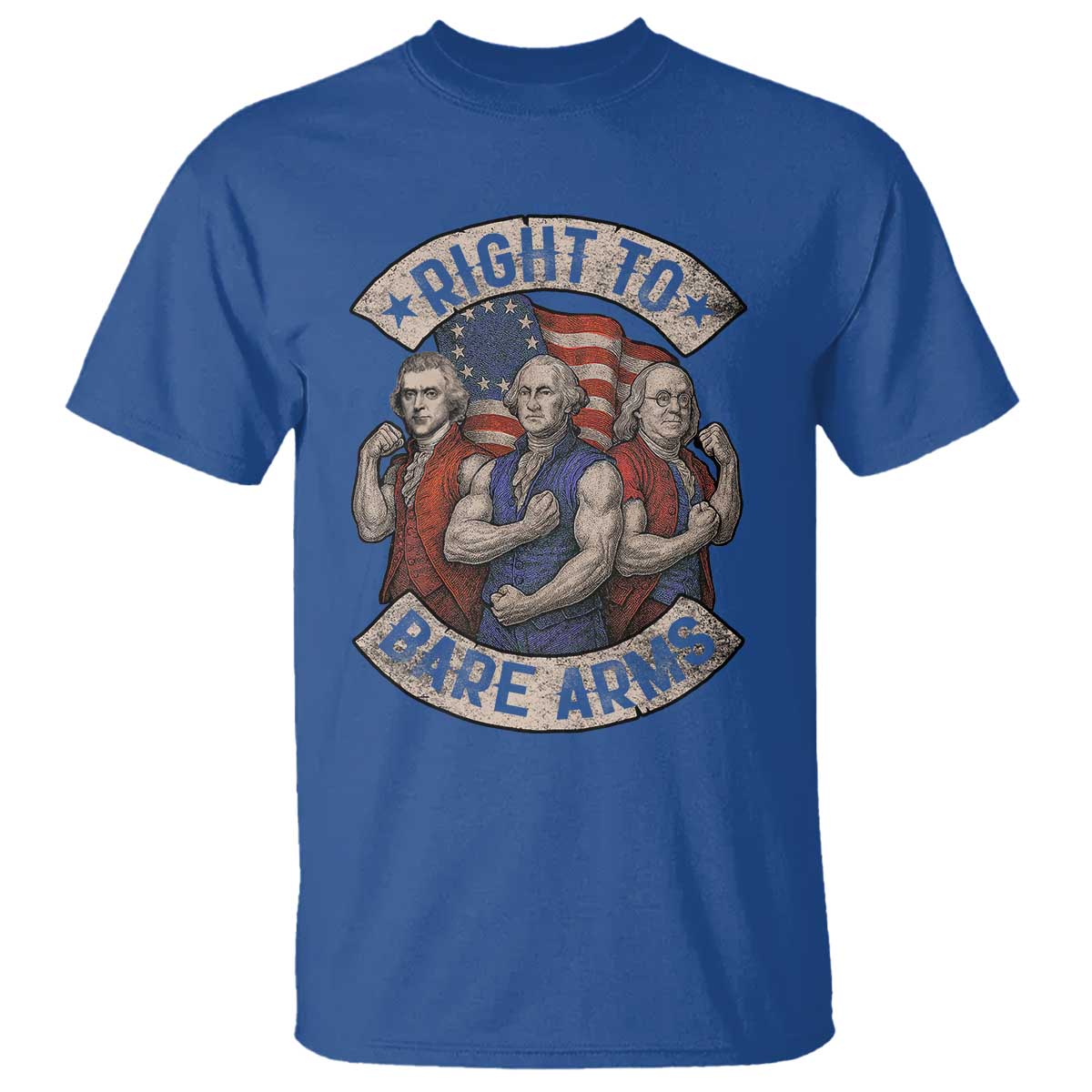 Funny Right to Bare Arms Founding Fathers T Shirt 4th of July Patriotic Celebrations - Wonder Print Shop