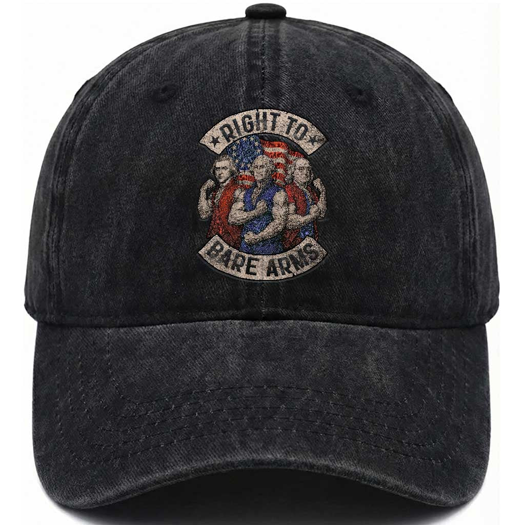 Funny Right to Bare Arms Founding Fathers Washed Cotton Baseball Cap 4th of July Patriotic Celebrations