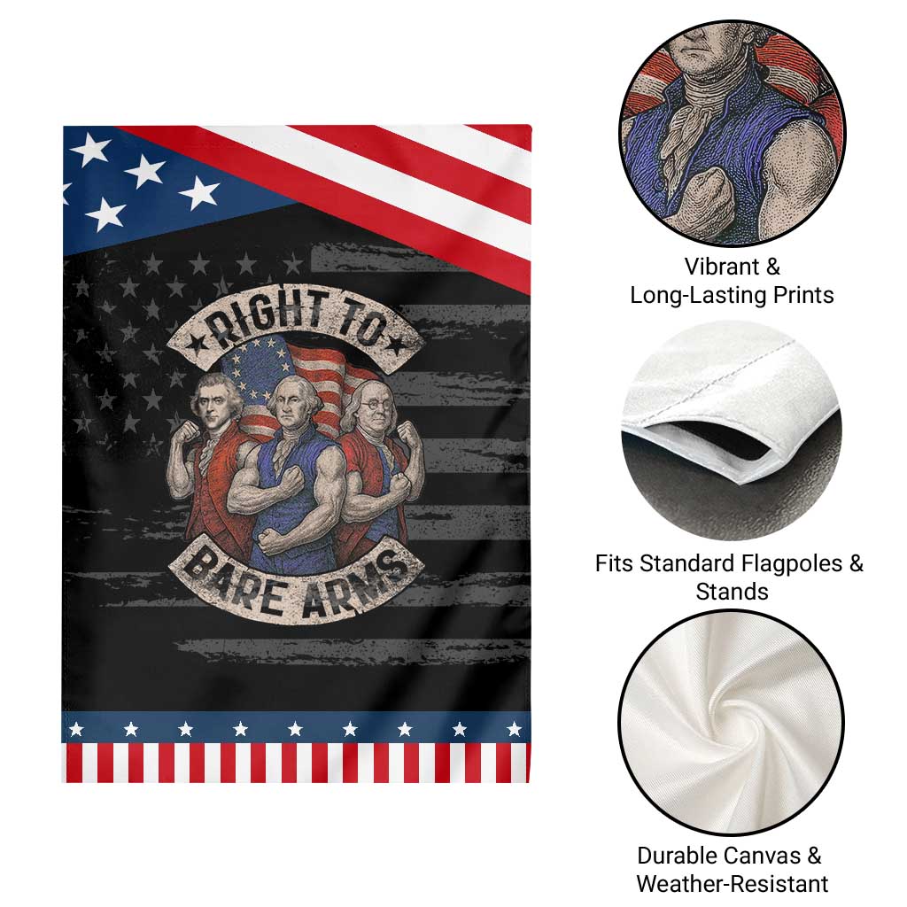 Funny Right to Bare Arms Founding Fathers Garden Flag 4th of July Patriotic Celebrations
