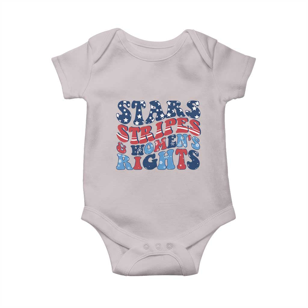 Stars Stripes And Women Rights Baby Onesie Groovy Retro 4th Of July - Wonder Print Shop