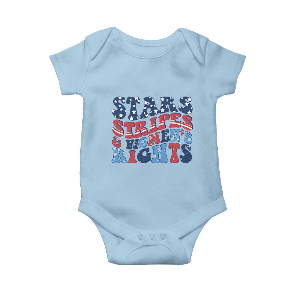 Stars Stripes And Women Rights Baby Onesie Groovy Retro 4th Of July - Wonder Print Shop