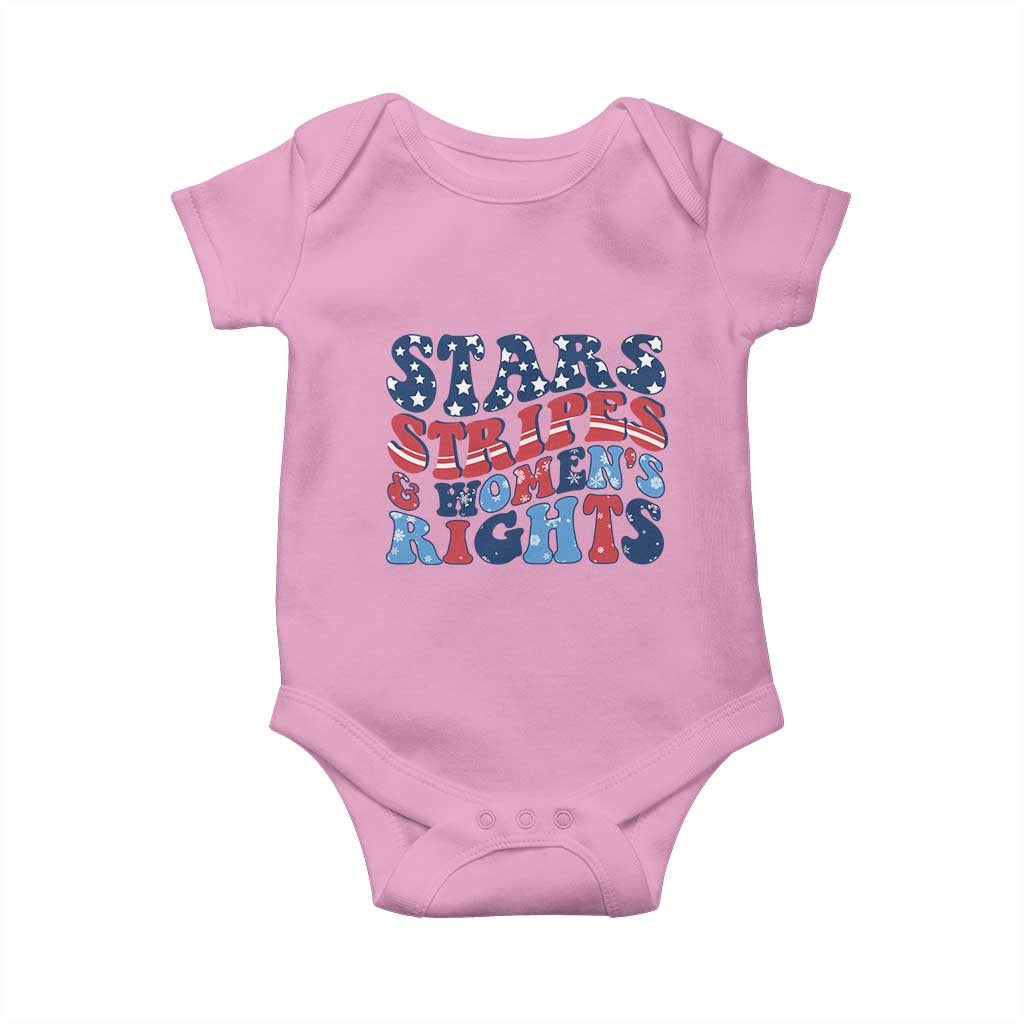 Stars Stripes And Women Rights Baby Onesie Groovy Retro 4th Of July - Wonder Print Shop