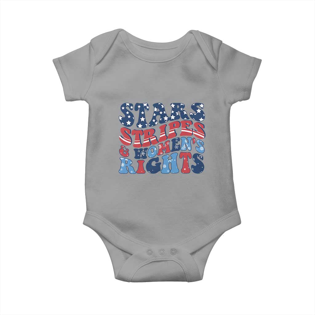 Stars Stripes And Women Rights Baby Onesie Groovy Retro 4th Of July - Wonder Print Shop