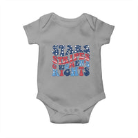 Stars Stripes And Women Rights Baby Onesie Groovy Retro 4th Of July - Wonder Print Shop