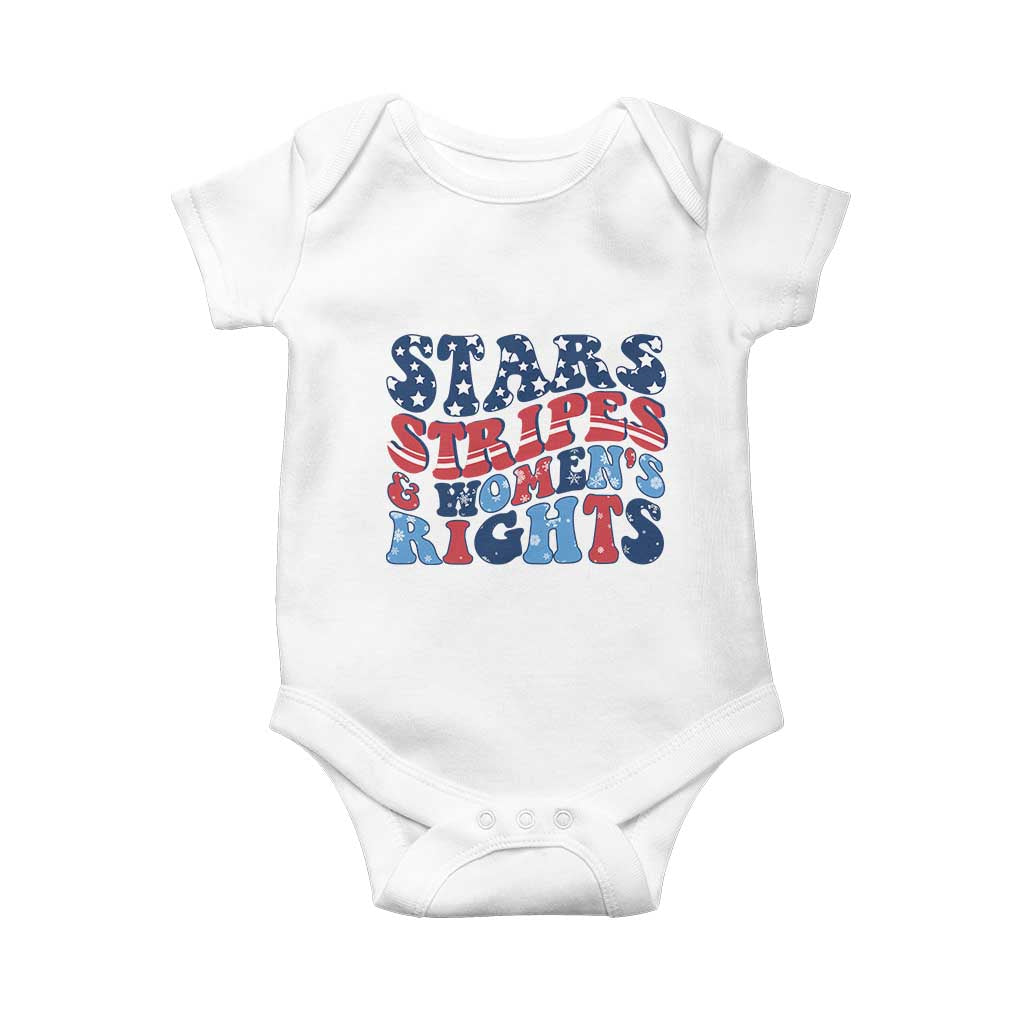 Stars Stripes And Women Rights Baby Onesie Groovy Retro 4th Of July - Wonder Print Shop