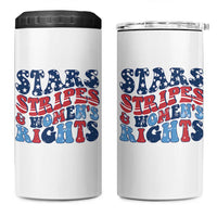 Stars Stripes And Women Rights 4 in 1 Can Cooler Tumbler Groovy Retro 4th Of July - Wonder Print Shop