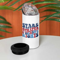 Stars Stripes And Women Rights 4 in 1 Can Cooler Tumbler Groovy Retro 4th Of July - Wonder Print Shop