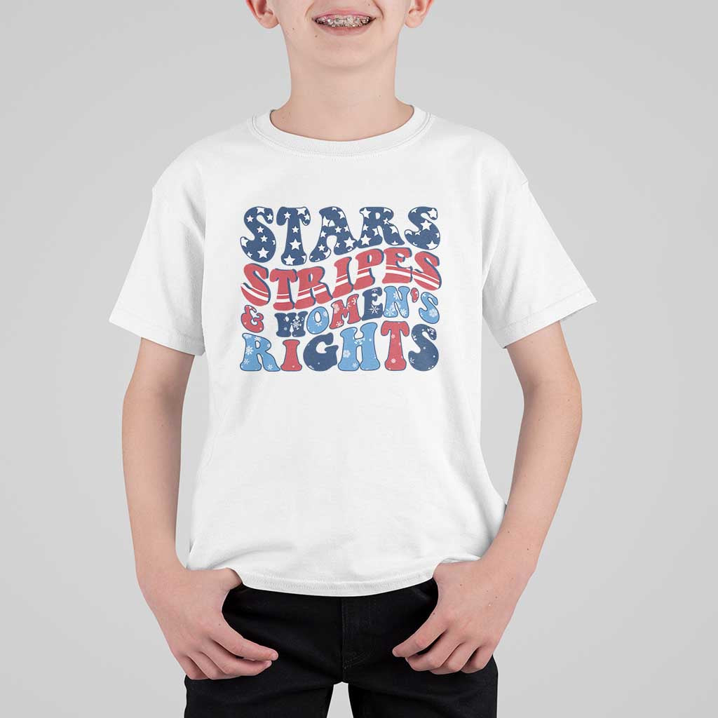 Stars Stripes And Women Rights T Shirt For Kid Groovy Retro 4th Of July - Wonder Print Shop