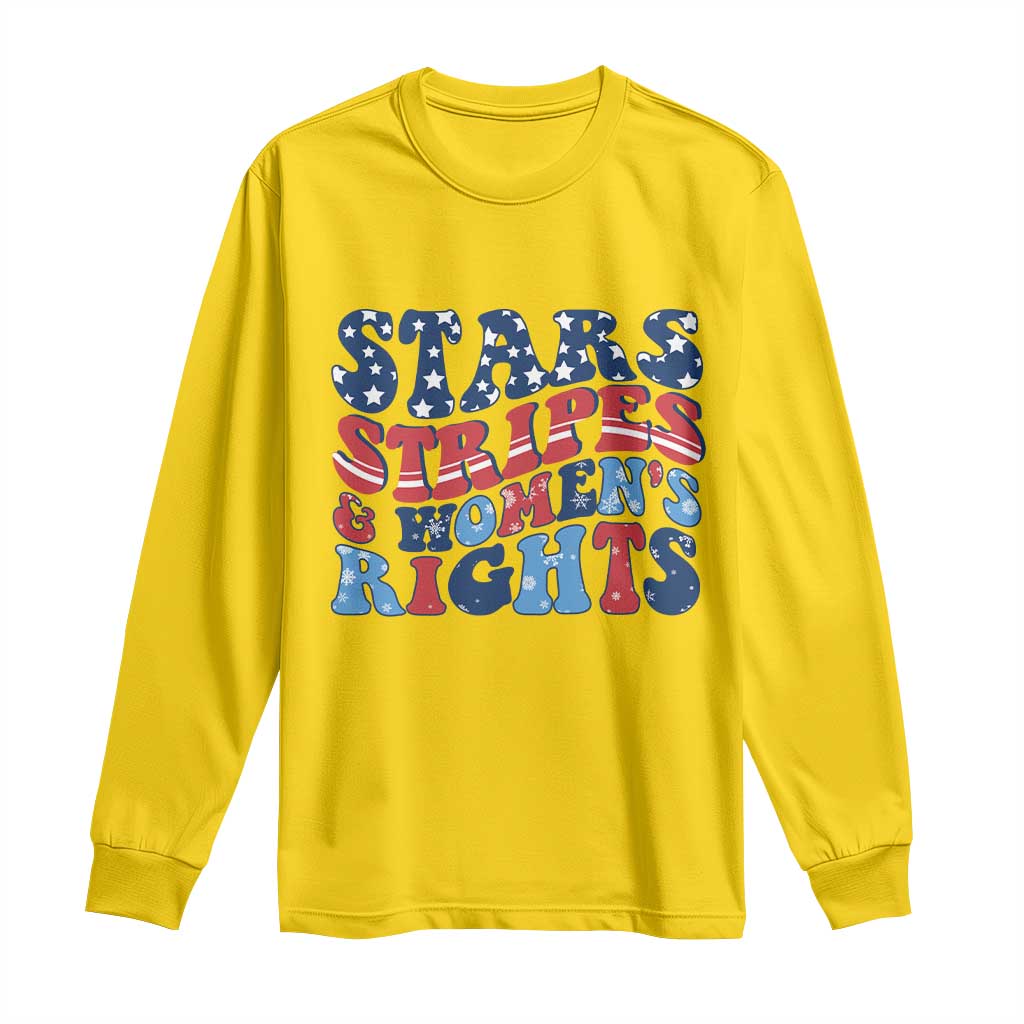 Stars Stripes And Women Rights Long Sleeve Shirt Groovy Retro 4th Of July - Wonder Print Shop