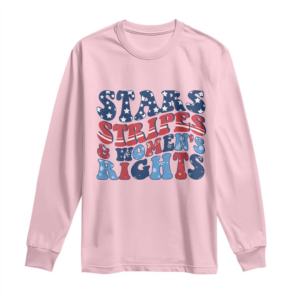 Stars Stripes And Women Rights Long Sleeve Shirt Groovy Retro 4th Of July - Wonder Print Shop