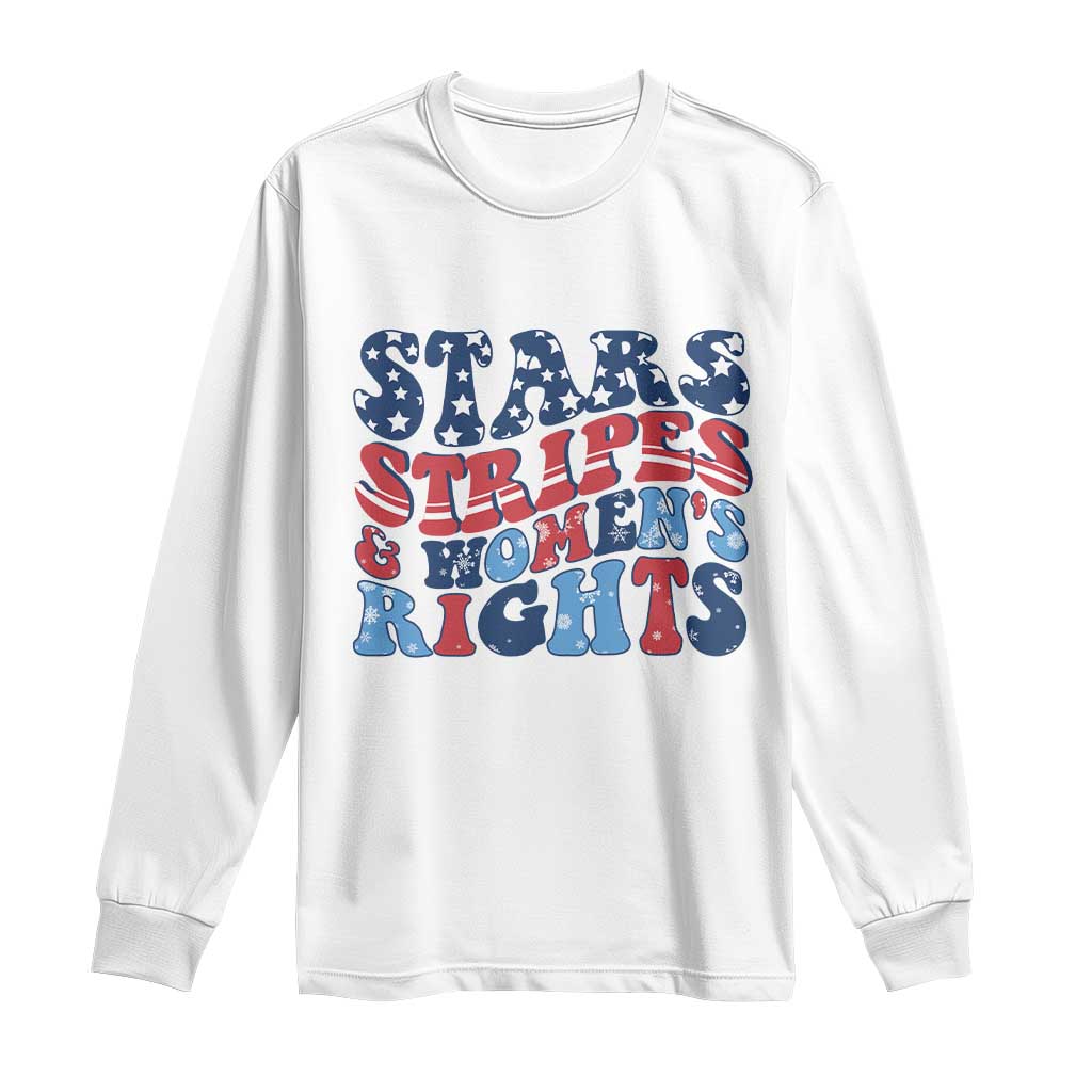 Stars Stripes And Women Rights Long Sleeve Shirt Groovy Retro 4th Of July - Wonder Print Shop