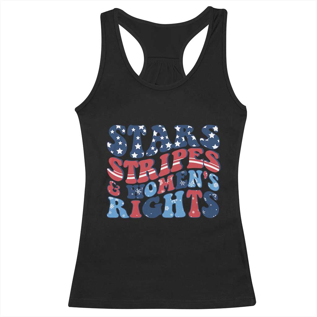 Stars Stripes And Women Rights Racerback Tank Top Groovy Retro 4th Of July - Wonder Print Shop